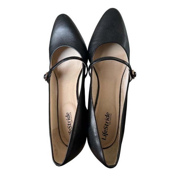 LifeStride Soft System Black Wedge Mary Jane Pumps Womens Size 11M Comfort Shoes - Picture 8 of 11